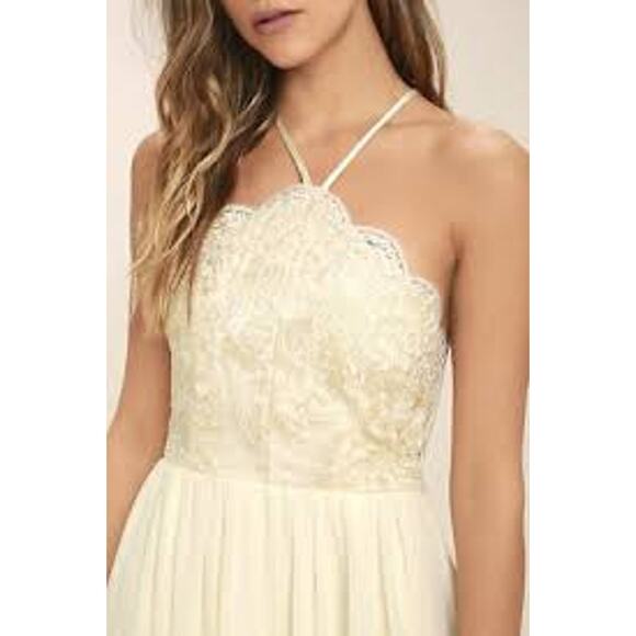 Lulu's Stroll the Esplanade Cream Embroidered Maxi Dress NWT Size Small - Picture 3 of 7